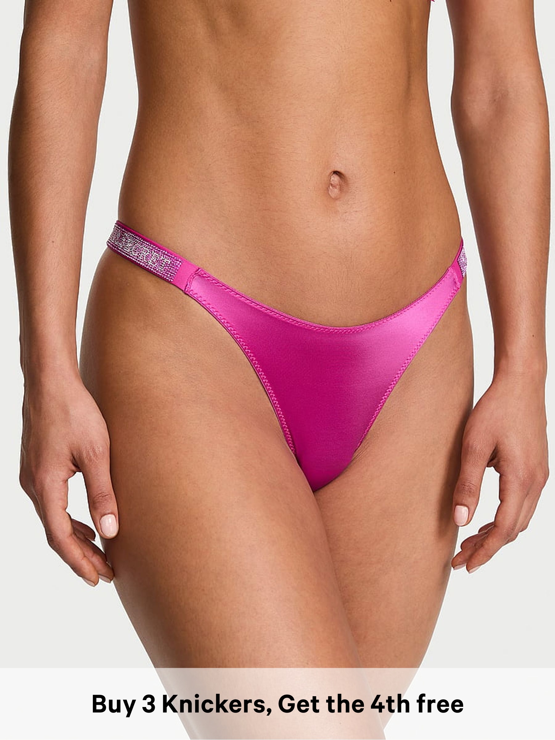 Pink Fire - Thong Shine Strap Knickers