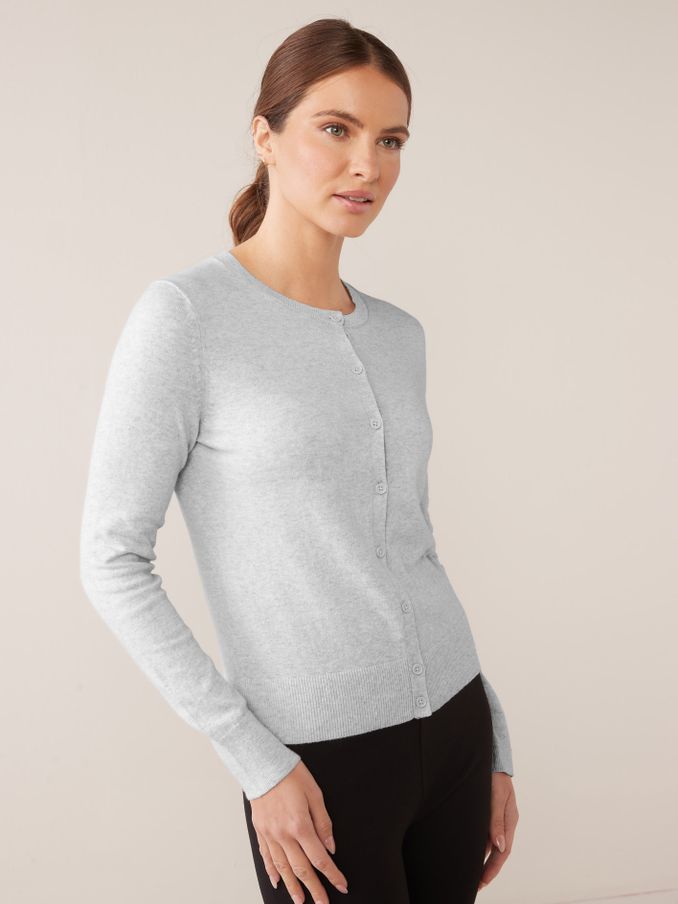 Grey Long Sleeve Crew Neck Cardigan (R57033) | £25