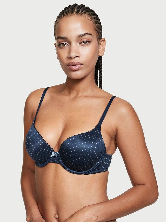 Blue Pink Spot Smooth Full Cup Push Up Bra (R65586) | £10