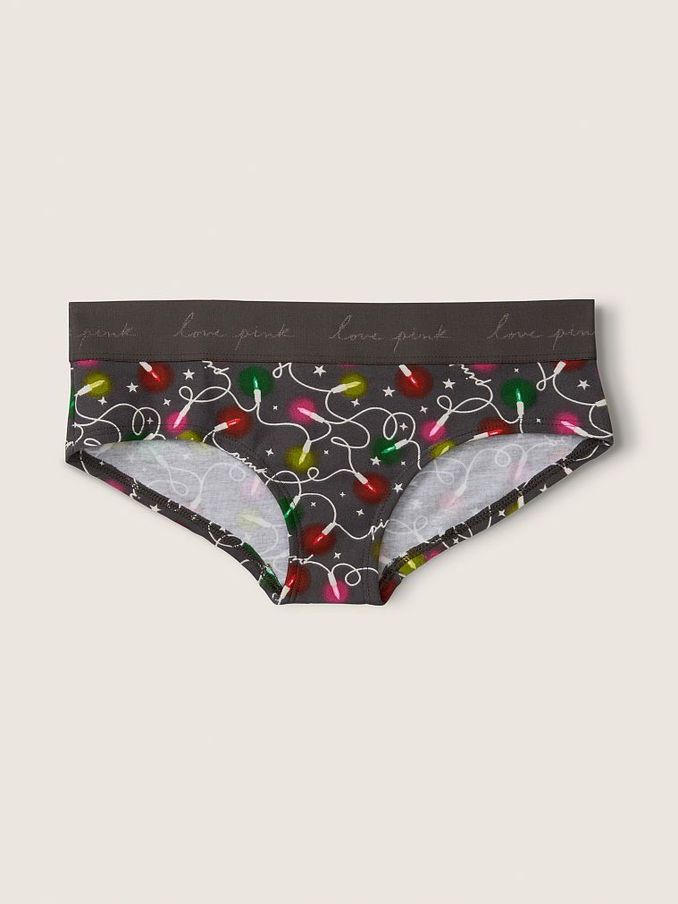 Charcoal Grey Christmas Lights Cotton Logo Hipster Knicker (R65593) | £3