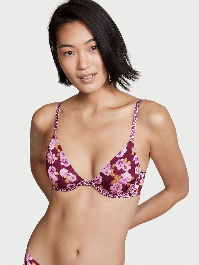 Red Floral Animal Sexy Tee Unlined Leopard Demi Bra (R65650) | £10
