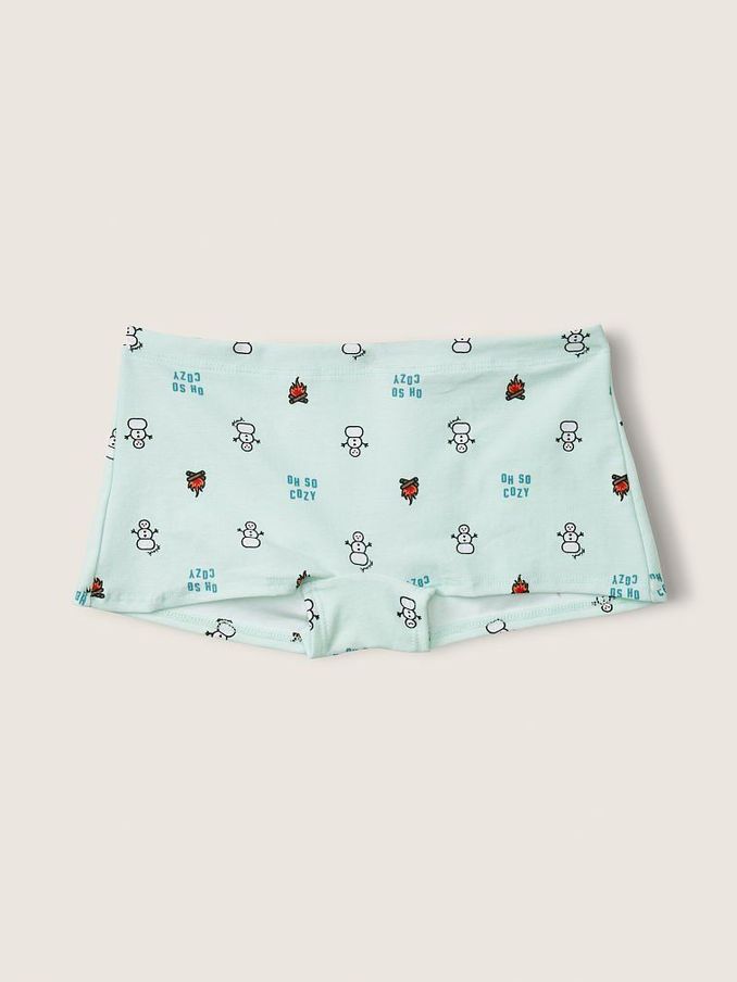 Glass Blue Christmas Print Cotton Short Knicker (R71912) | £3