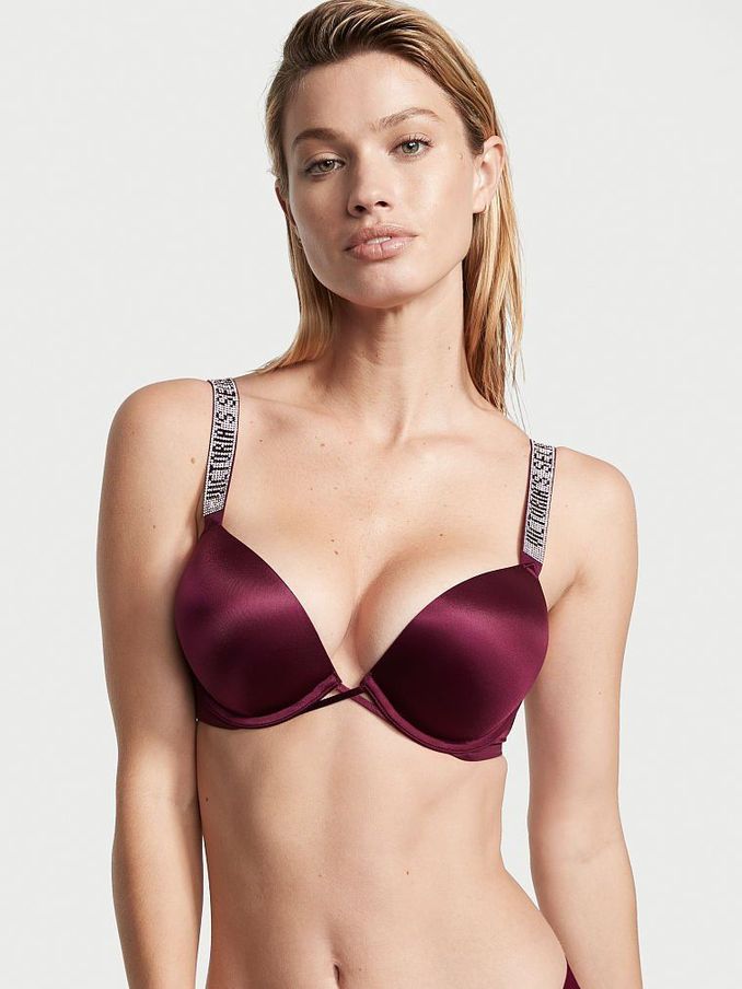 Burgundy Purple Add 2 Cups Shine Strap Smooth Push Up Bra (R72760) | £20
