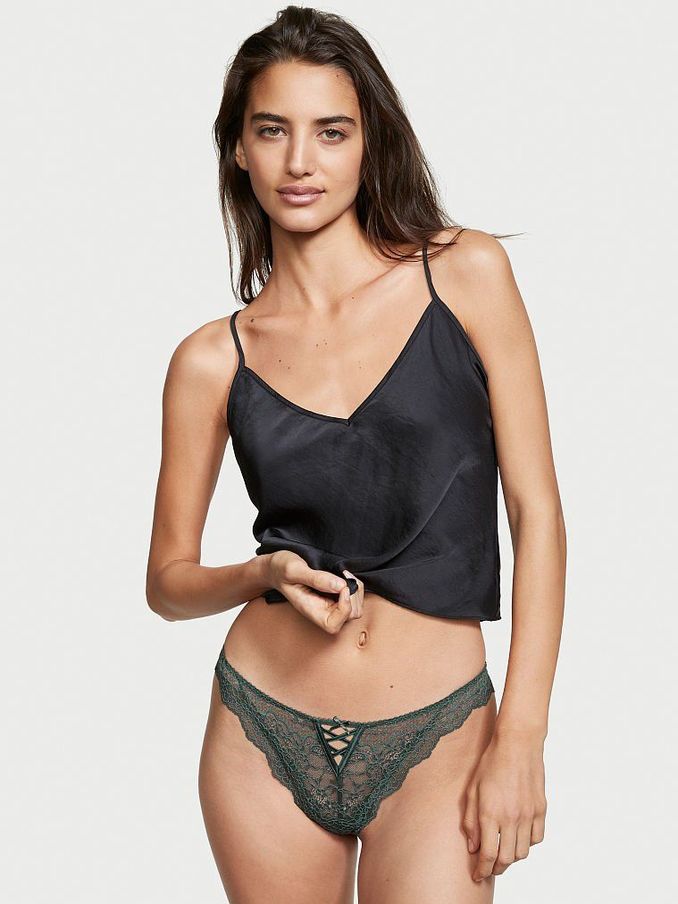 Midnight Jade LaceUp Thong Panty (R73019) | £5
