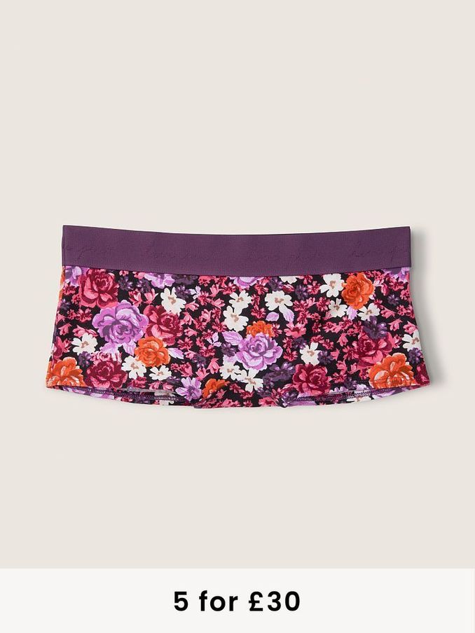 Pure Black Garden Floral Cotton Logo Short Knicker (R73702) | £4