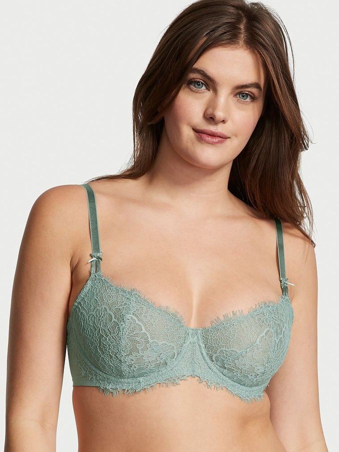 Sage Dust Green Unlined Balcony Lightly Lined Lace Demi Bra (R74691) | £19