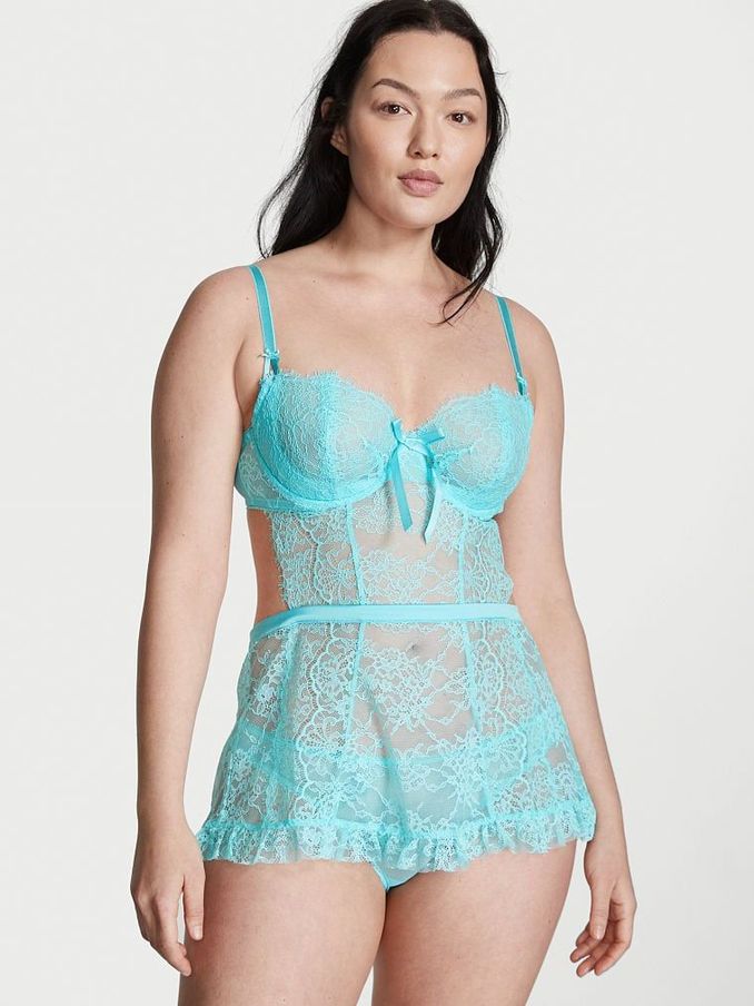 Cool Aqua Blue Open Back Babydoll (R74862) | £49