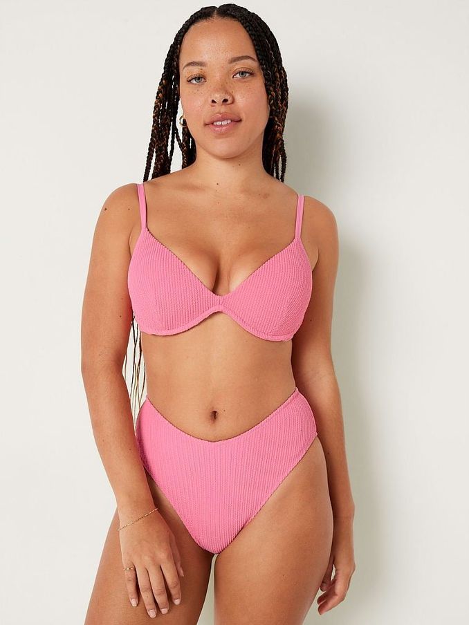Dreamy Pink High Waisted Crinkle Bikini Bottom (R74871) | £13