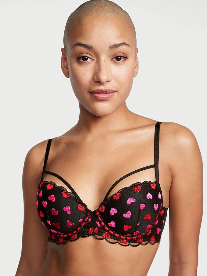 Black Embroidered Lightly Lined Demi Bra (R74901) | £24