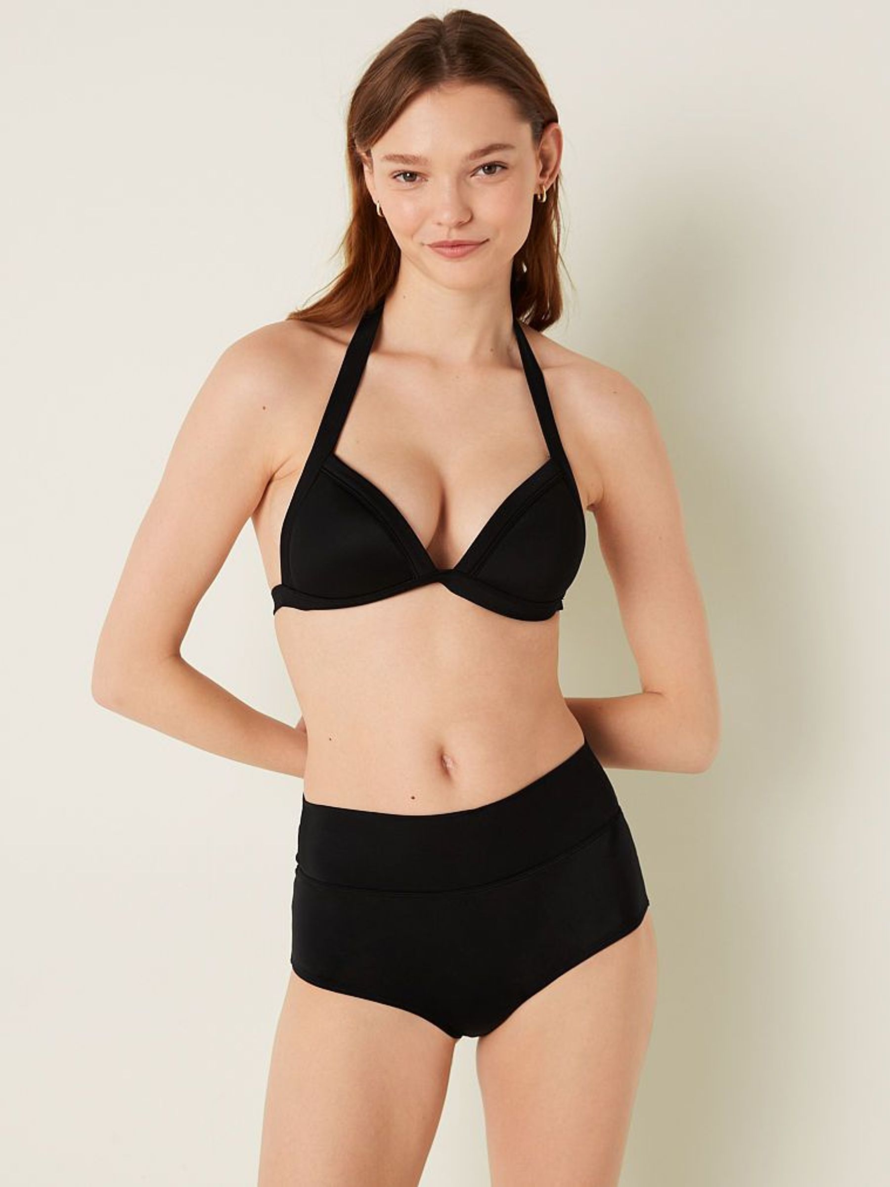Black High Waist Full Coverage Bikini Bottom (R75007) | £12