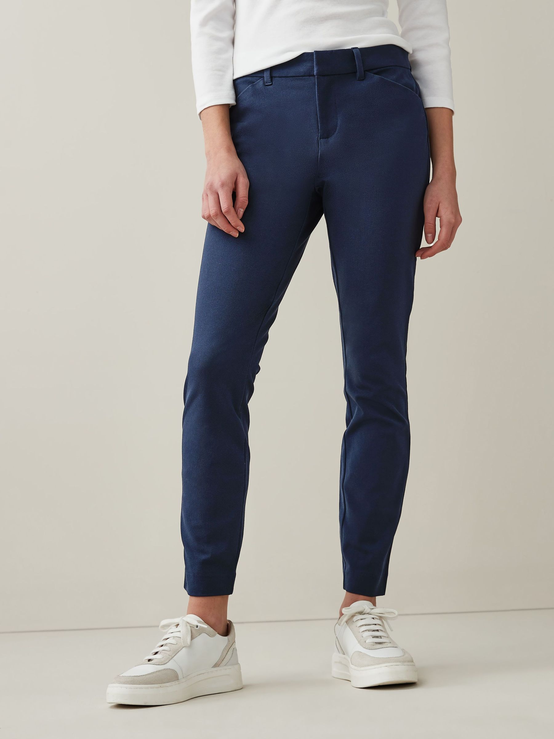 Navy Blue Mid Rise Skinny Fit Ankle Trousers (R89622) | £35