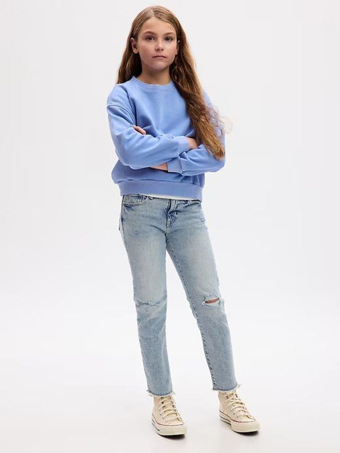 Vintage Wash Blue Distressed Girlfriend Jeans (5-16yrs) (R90755) | £30