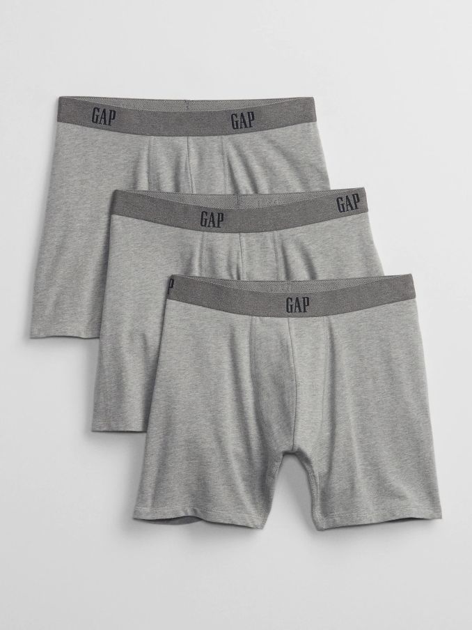 Grey Cotton Logo 3 Pack Boxers (R91626) | £25