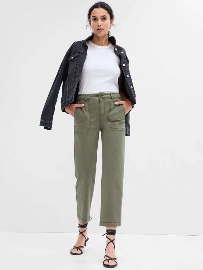 Green High Rise Girlfriend Utility Trousers (R91628) | £6