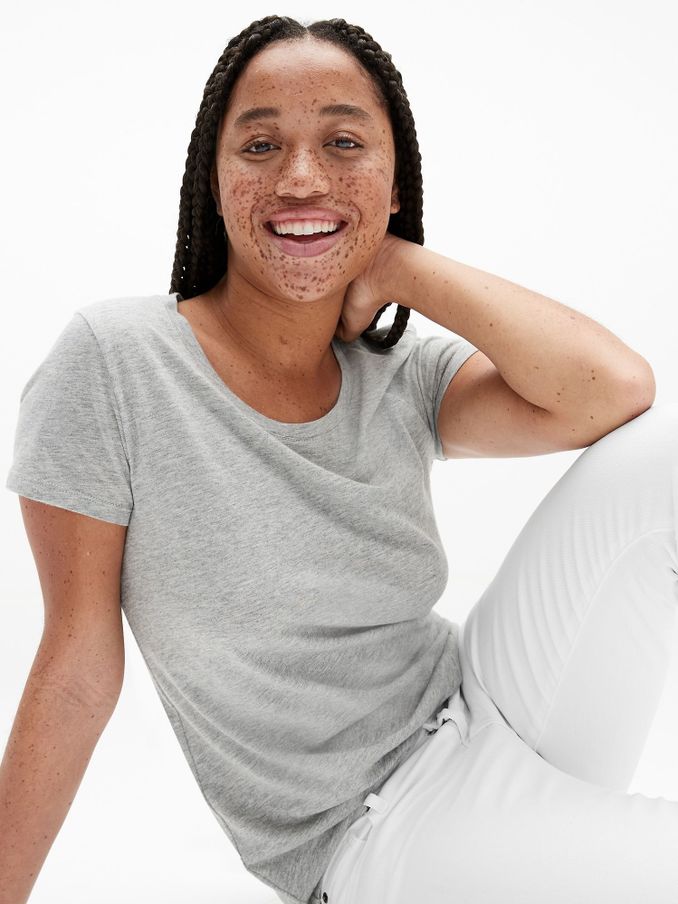 Light Grey Crew Neck Favourite Cotton-Modal Short Sleeve T-Shirt (R91633) | £12