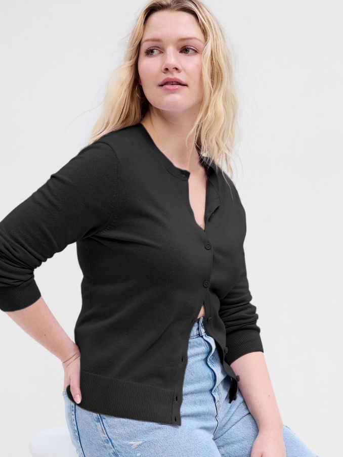 Black Long Sleeve Crew Neck Cardigan (R91653) | £25