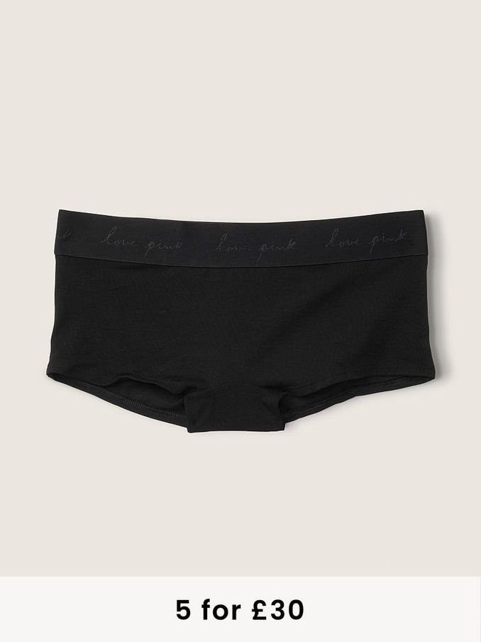 Black Cotton Logo Short Knickers (R92590) | £4