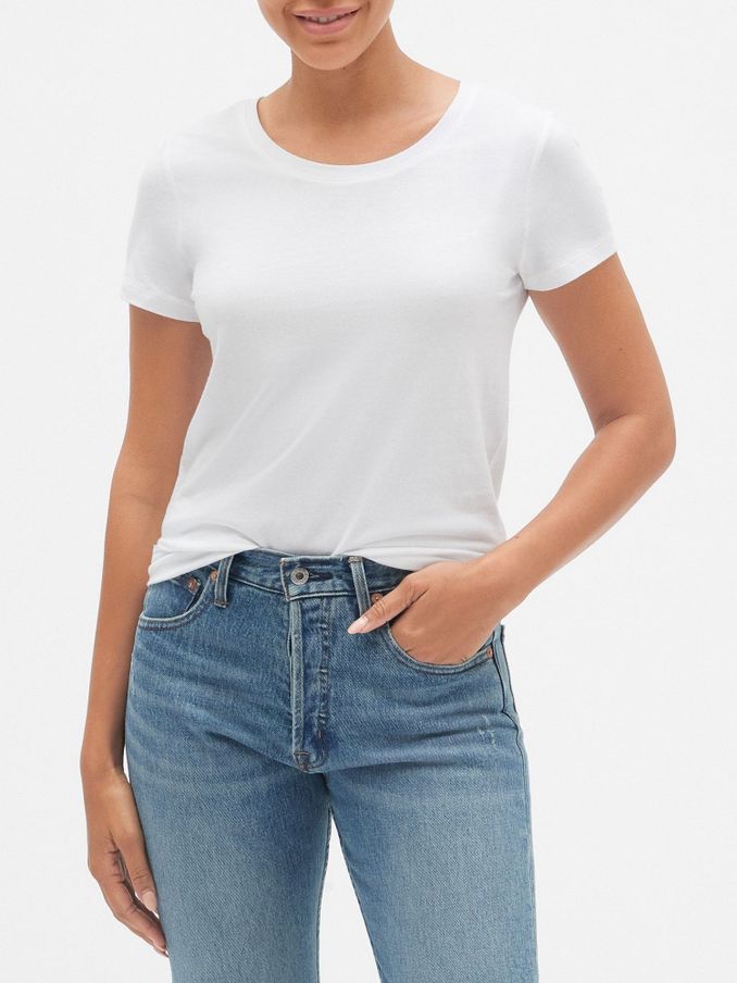 White Favourite Cotton-Modal Crew Neck Short Sleeve T-Shirt (R96946) | £12