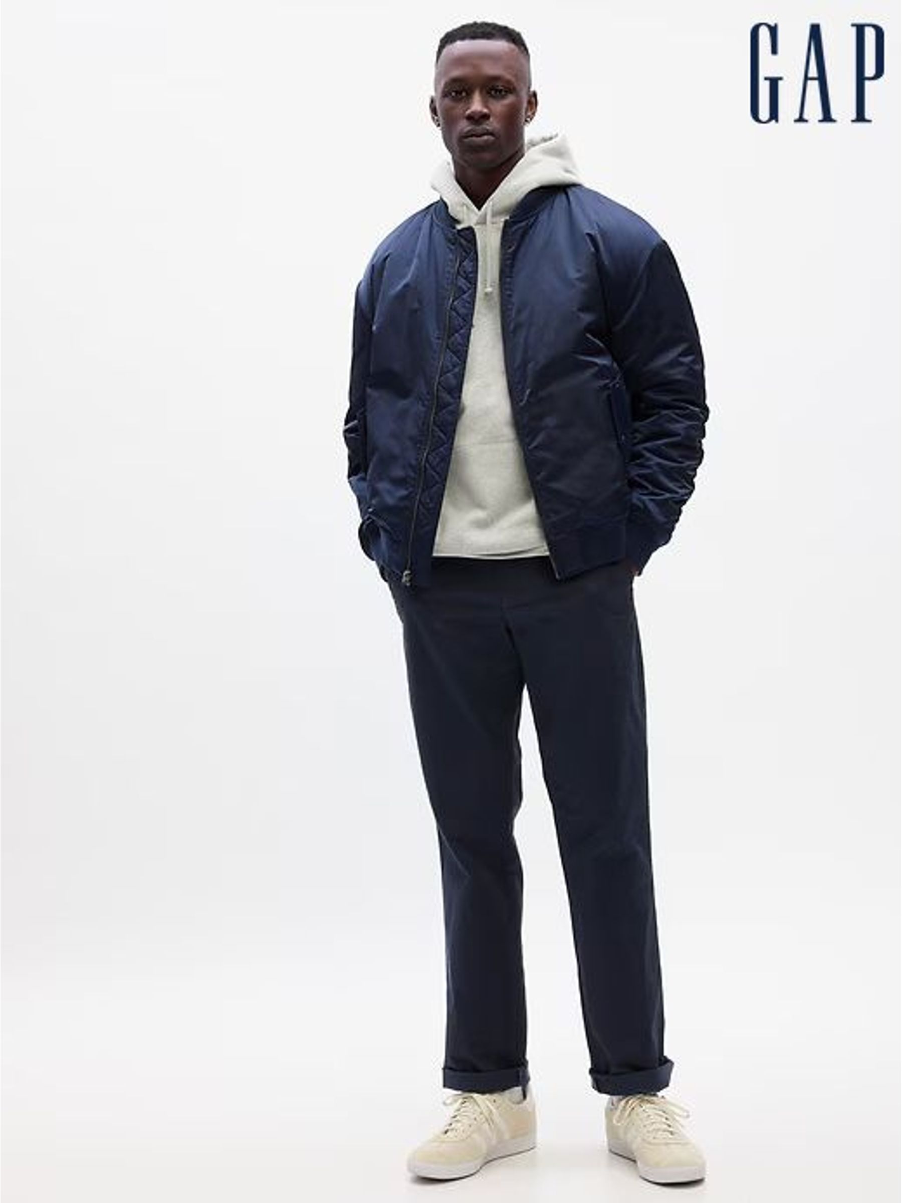 Navy Blue Straight Fit Stretch Essential Chino Trousers (R96977) | £40