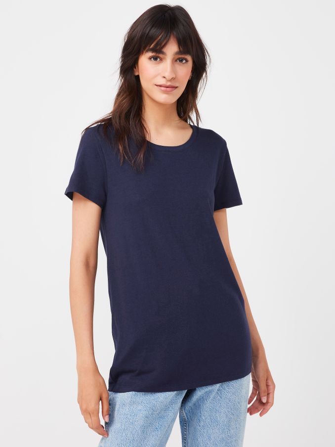 Navy Blue Favourite Cotton-Modal Crew Neck Short Sleeve T-Shirt (RQ4129) | £10 - £12