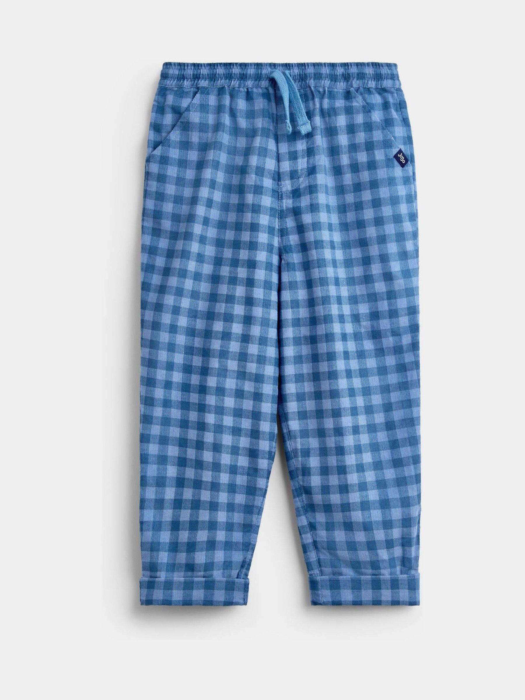Blue Gingham - Relaxed Pull-up Cord Trousers