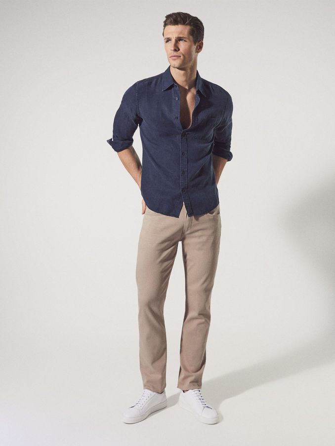 Paige High Stretch Slim Straight Fit Jeans in Stone (T41584) | £118