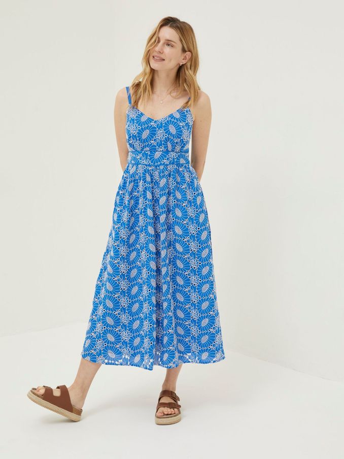Blue Jayden Broderie Midi Dress (T49274) | £58