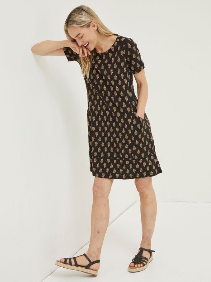 Black Woodblock Simone Jersey Dress (T49422) | £30