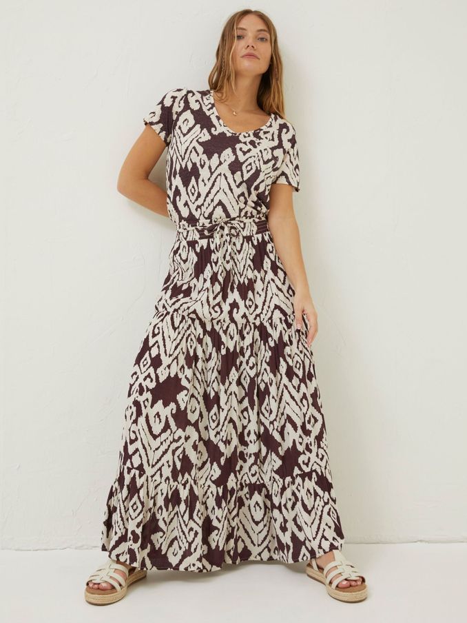 Brown Jayla Bold Ikat Maxi Skirt (T49425) | £30
