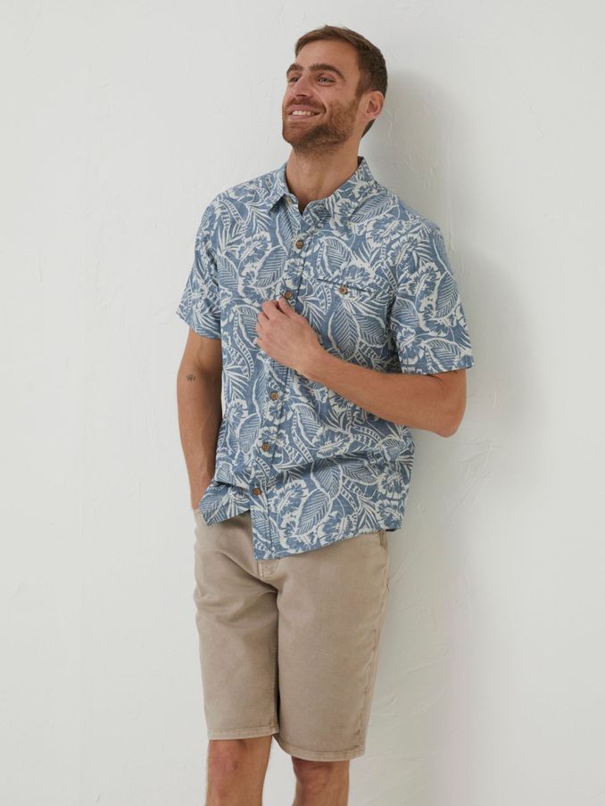 Blue Paddon Palm Print Shirt (T54271) | £30