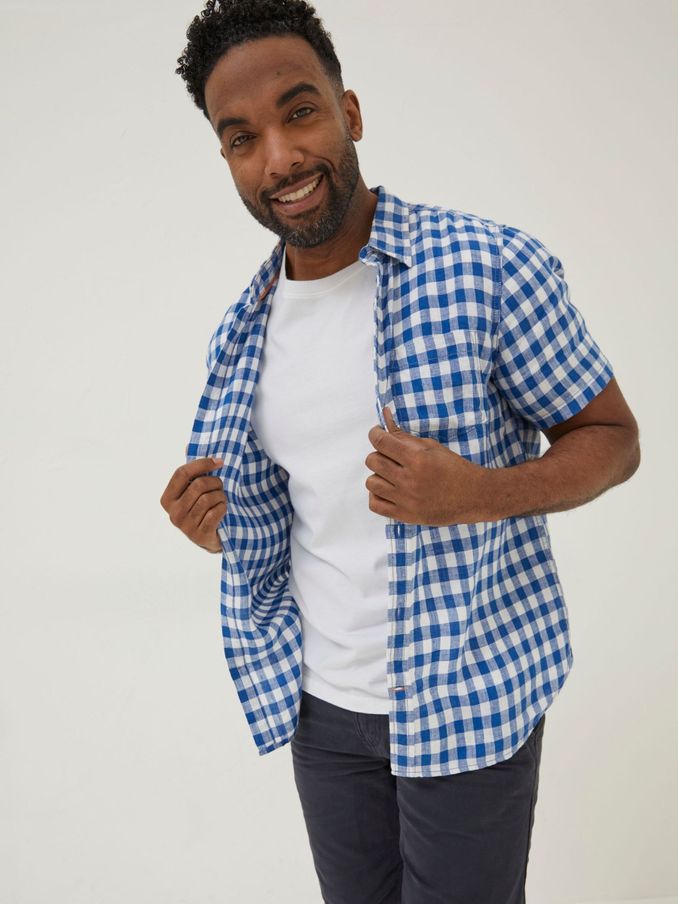 Blue Gingham Linen Shirt (T54351) | £28