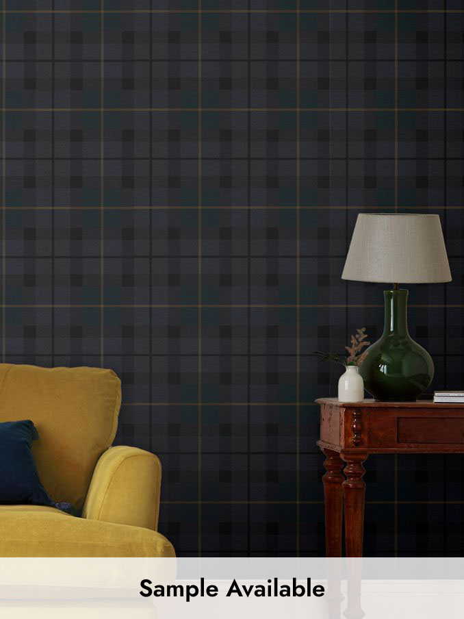 Heritage Blue Rothero Check 10M Wallpaper (T56815) | £48