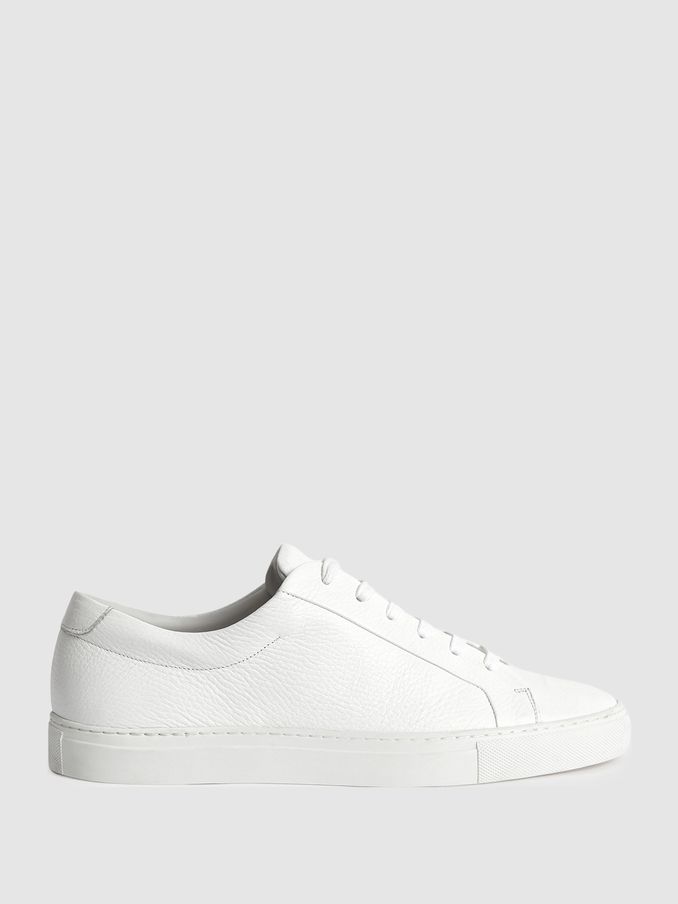Grained Leather Trainers in White (T89336) | £95