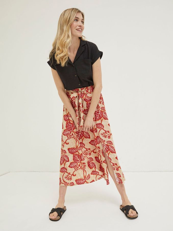 Cream Sascha Vine Floral Midi Skirt (U04401) | £28