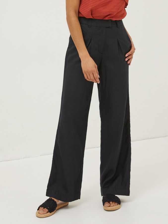 Black Ives Wide Leg Linen Trousers (U04479) | £38