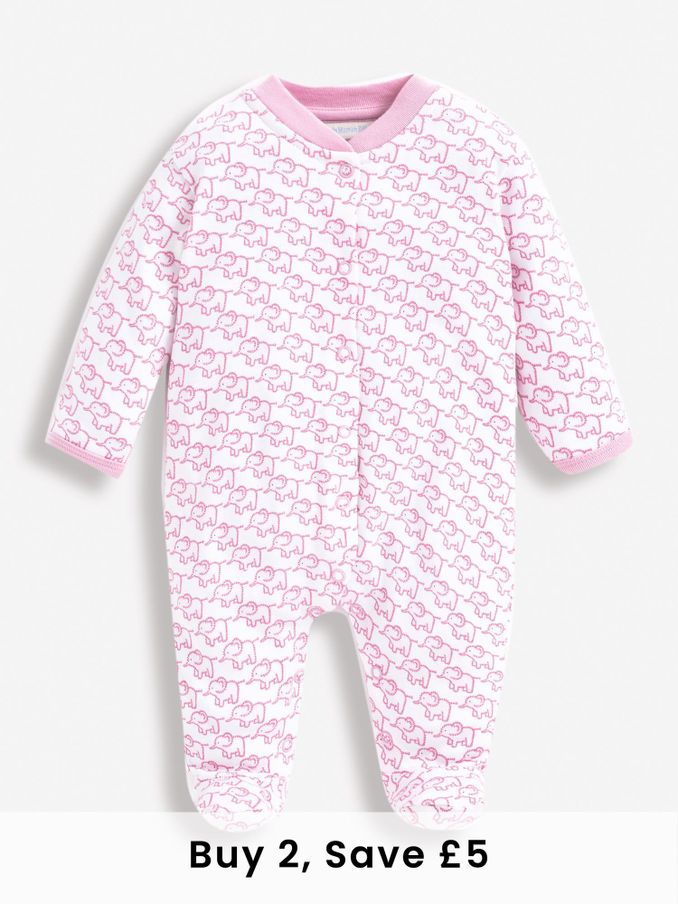 Pink Little Elephant Cotton Baby Sleepsuit (U06719) | £20