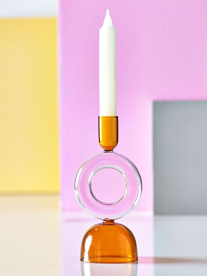 Novogratz Pink/Orange Donut Taper Candle Holder (U12110) | £12