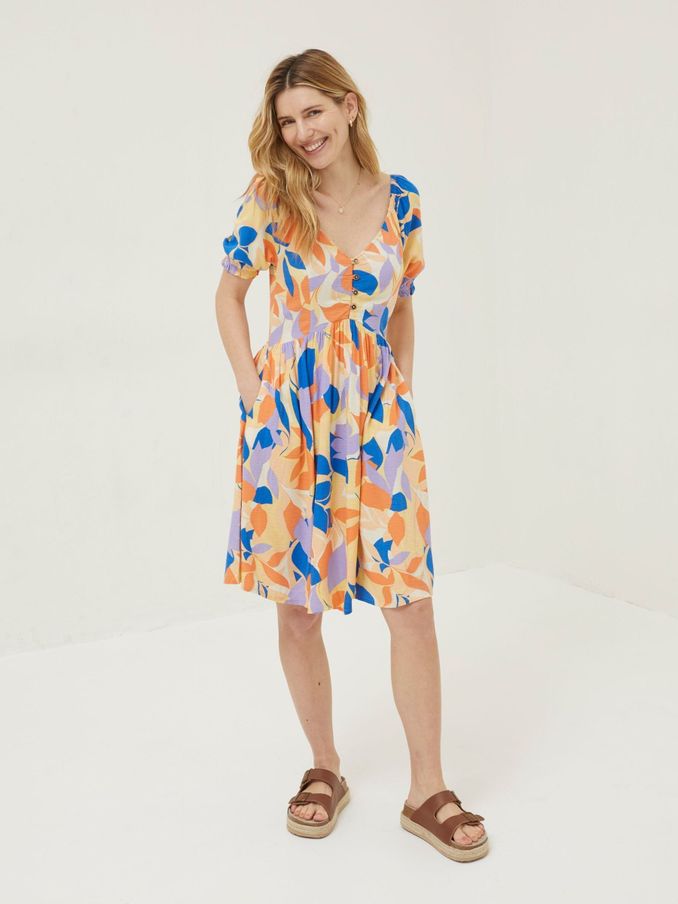 Orange Aideen Stencil Floral Dress (U12365) | £35