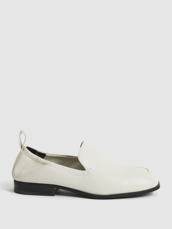 Leather Loafers in Off White (U19721) | £158