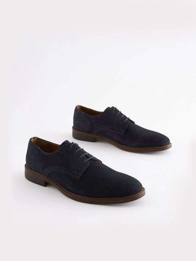 Navy Blue Suede Derby (U43843) | £65