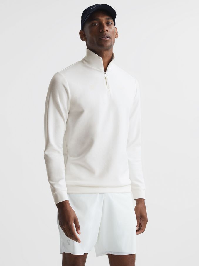 Castore Zip Neck Bonded Polo in White (U70613) | £40