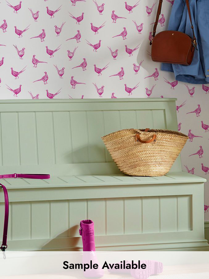Truly Pink Flirty Pheasants 10M Wallpaper (U71155) | £48