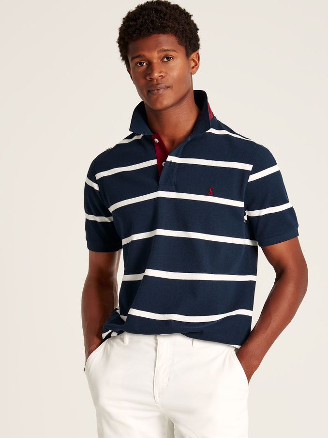Filbert Navy/White Striped Polo Shirt (U75497) | £20