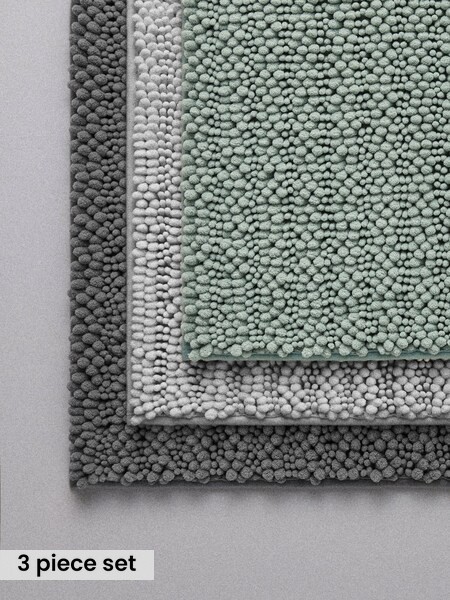 3 Pack Green/Grey Textured Bobble Bath Mats (V01365) | £26