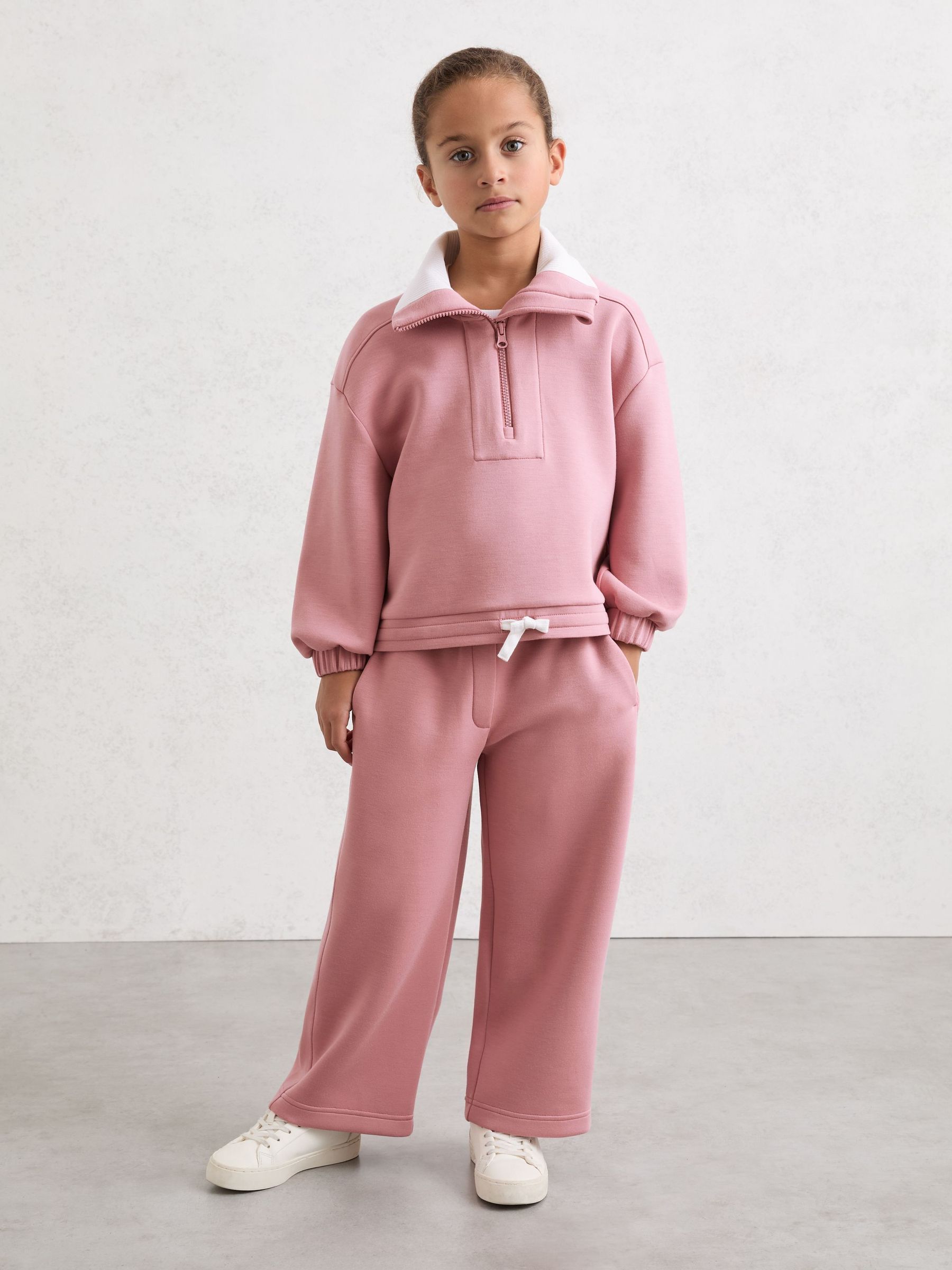 9-13 yrs Funnel-Neck Interlock Zip Sweatshirt in Rose (V02749) | £42