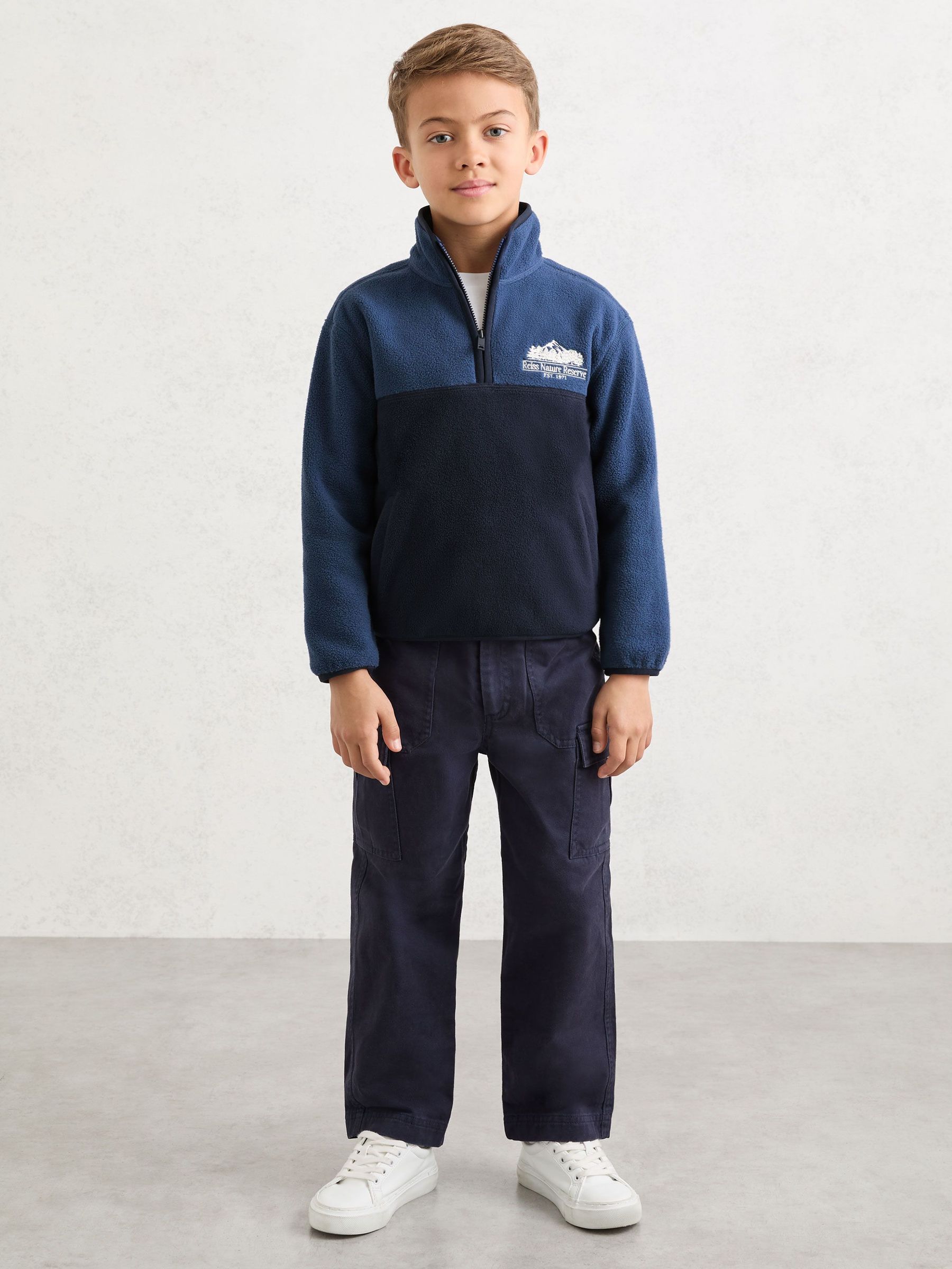 Nature Reserve Colour-Block Zip Fleece in Navy/Airforce Blue (V04076) | £48