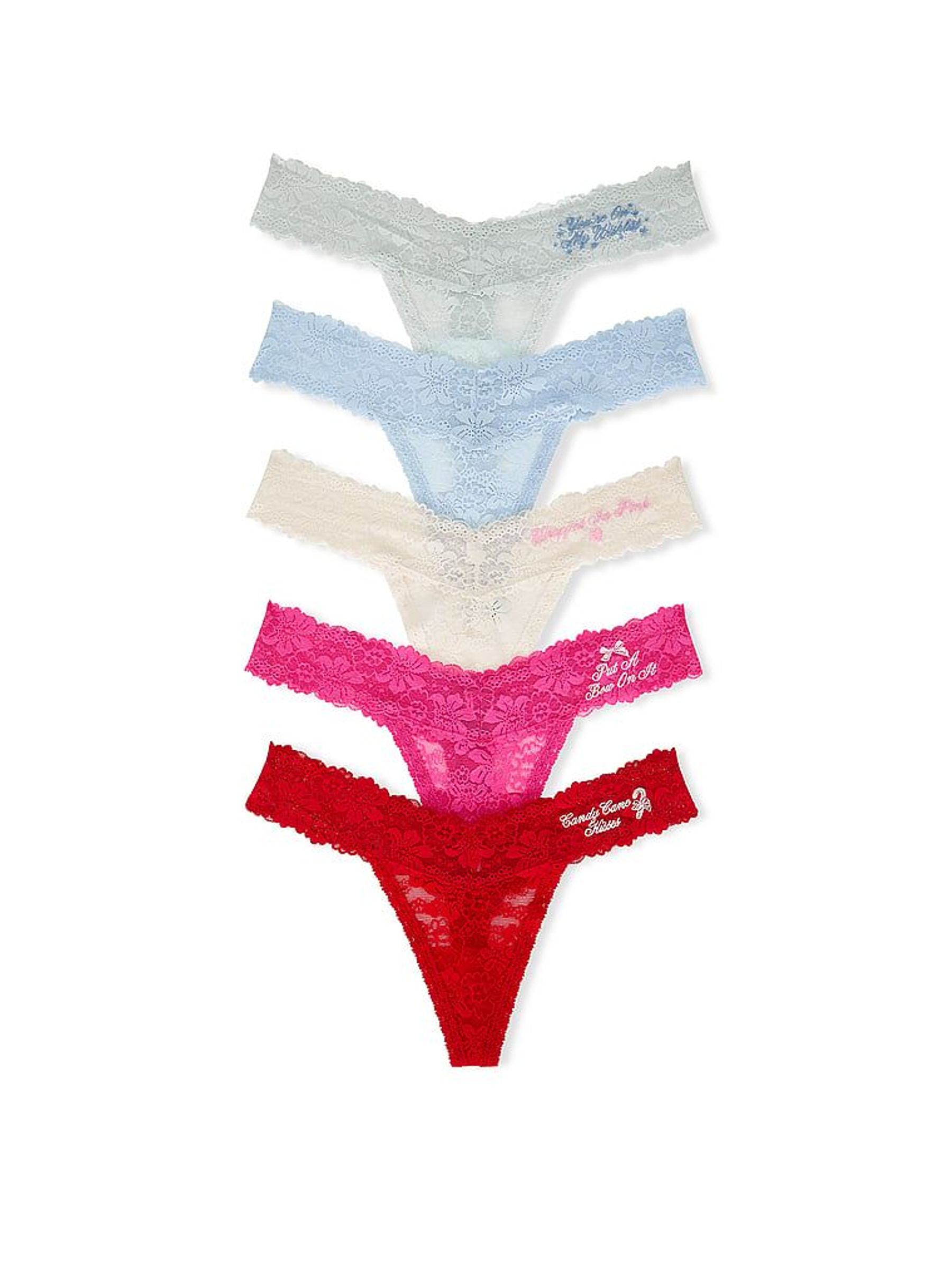 Blue/Pink/Red/White Thong Knickers 5 Pack (V09326) | £46
