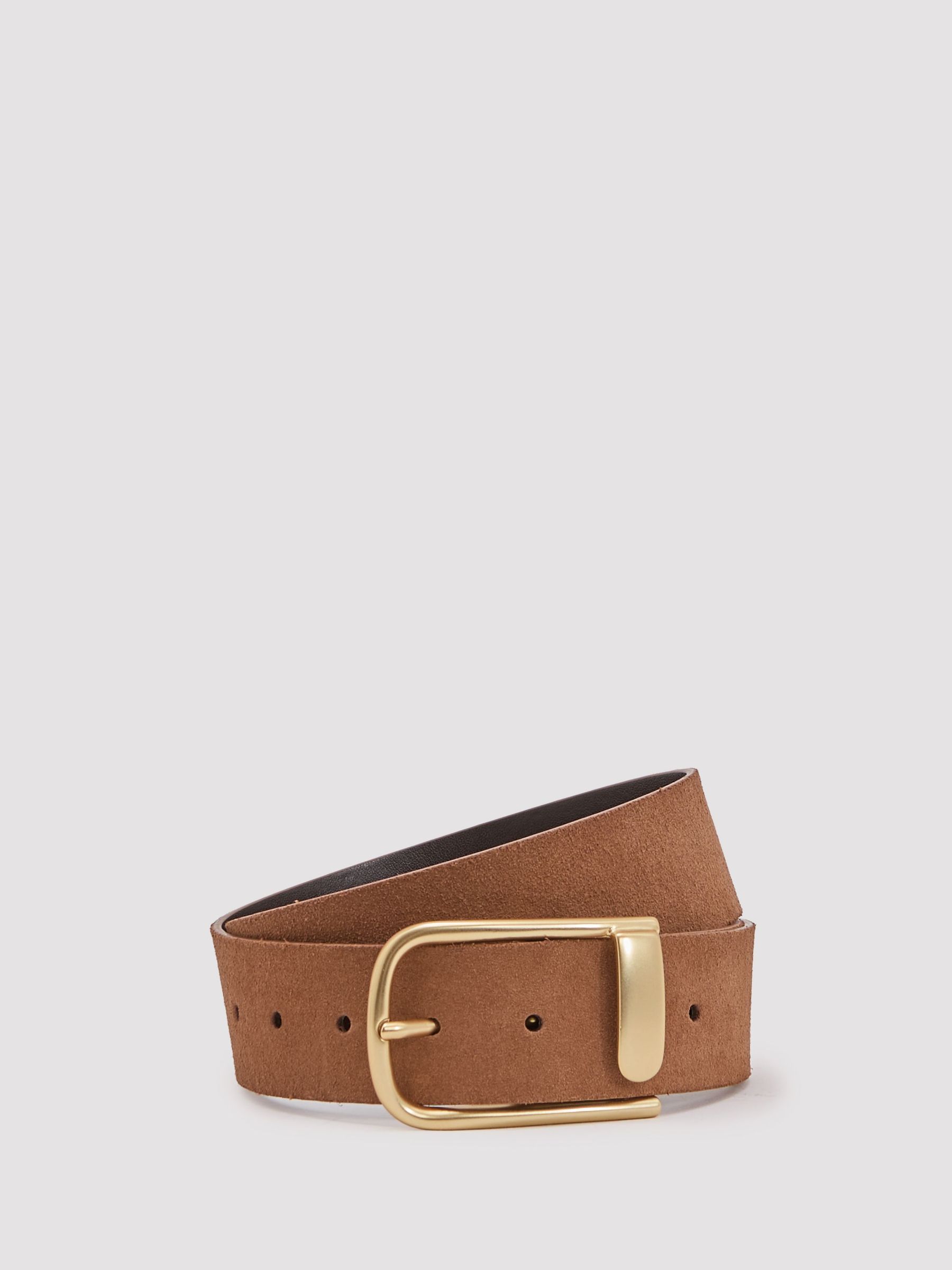 Leather Half Keeper Belt in Tan (V09379) | £78