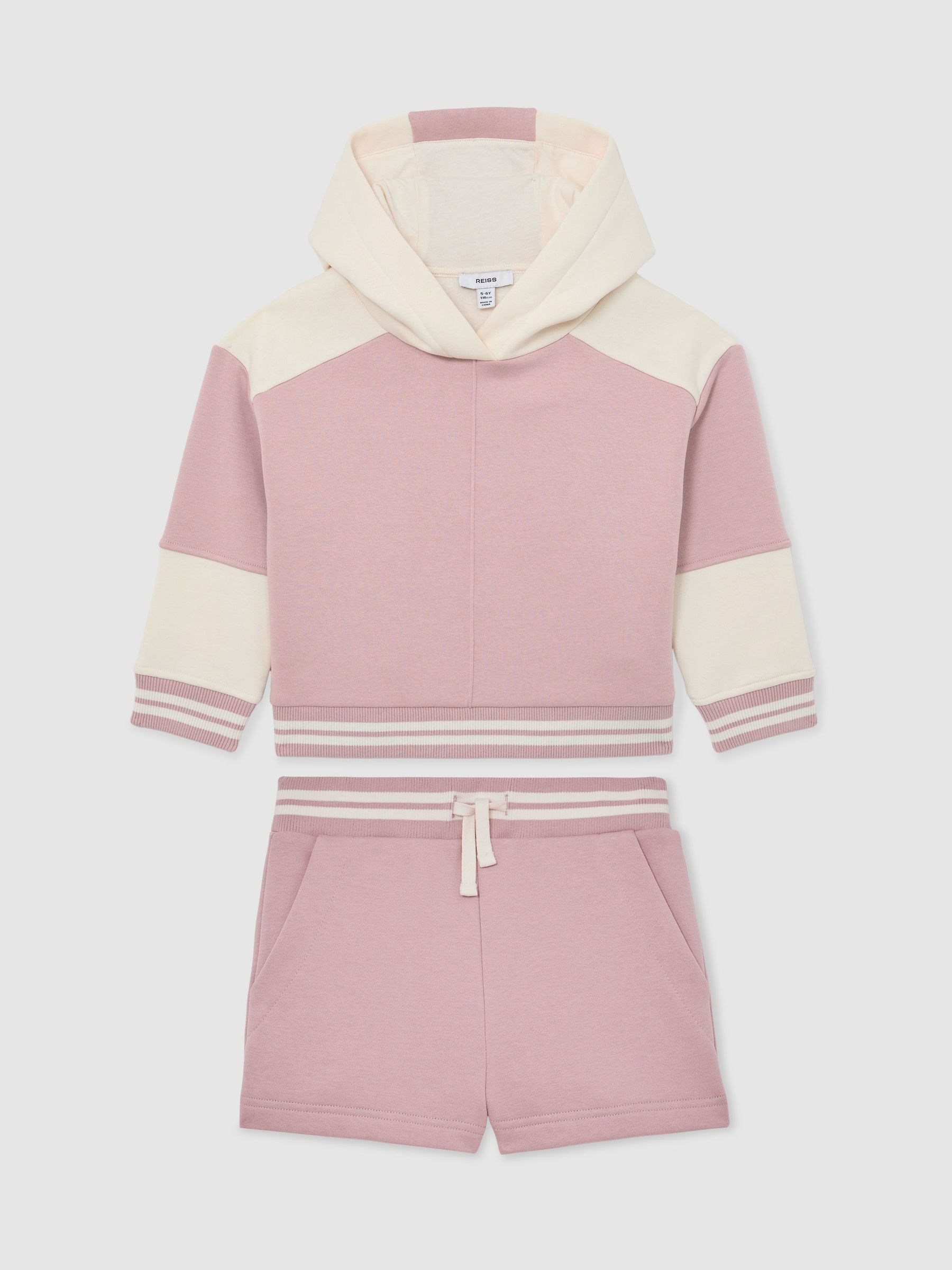 13-14 yrs Cotton-Blend Hoodie and Shorts Set in Pink (V09393) | £66