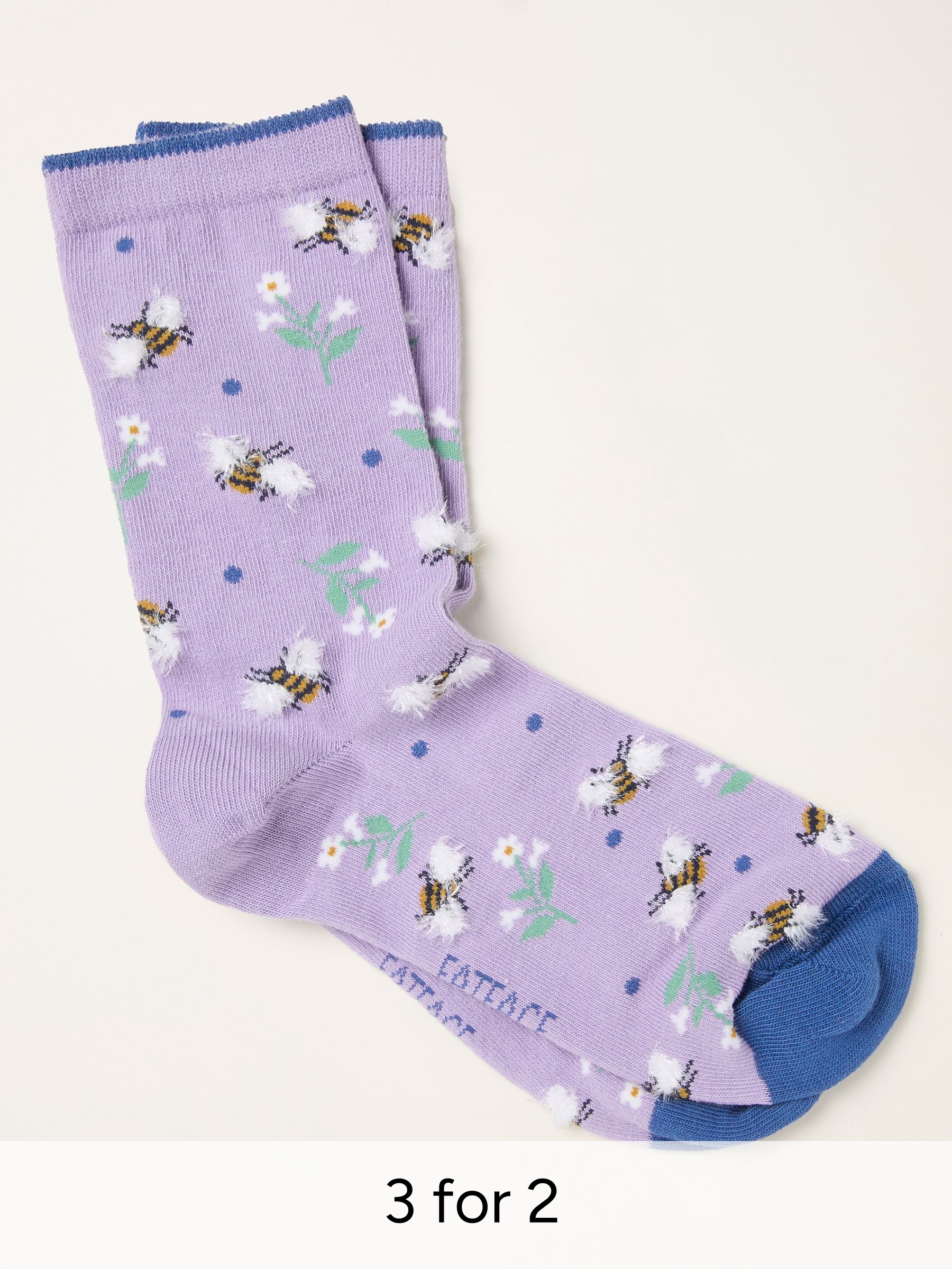 Lilac Purple Bee Floral Socks (V12808) | £7.50